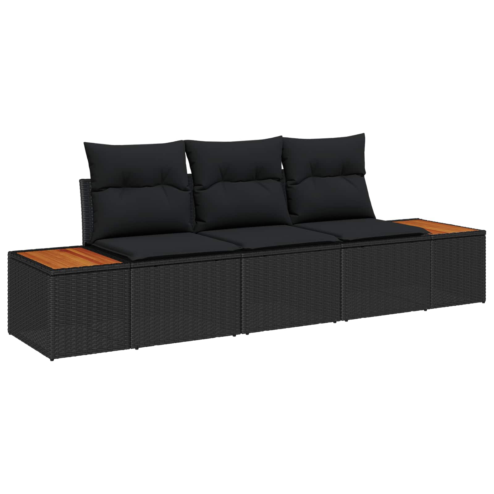vidaXL Zestaw Sof na Ogród z przechowywaniem 3 pcs Czarny Polirattan