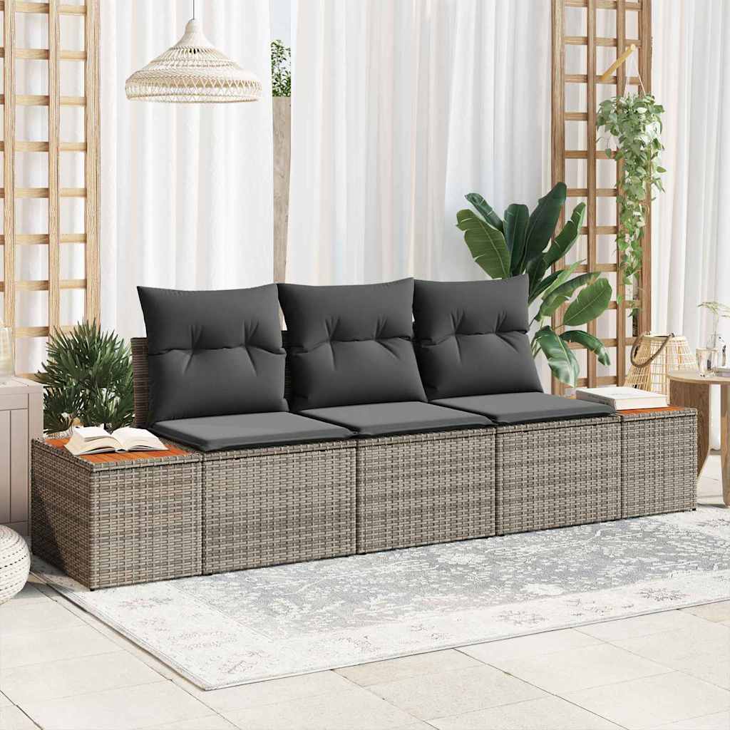 vidaXL Zestaw Sof na Ogród z przechowywaniem 3 pcs Szary Polirattan