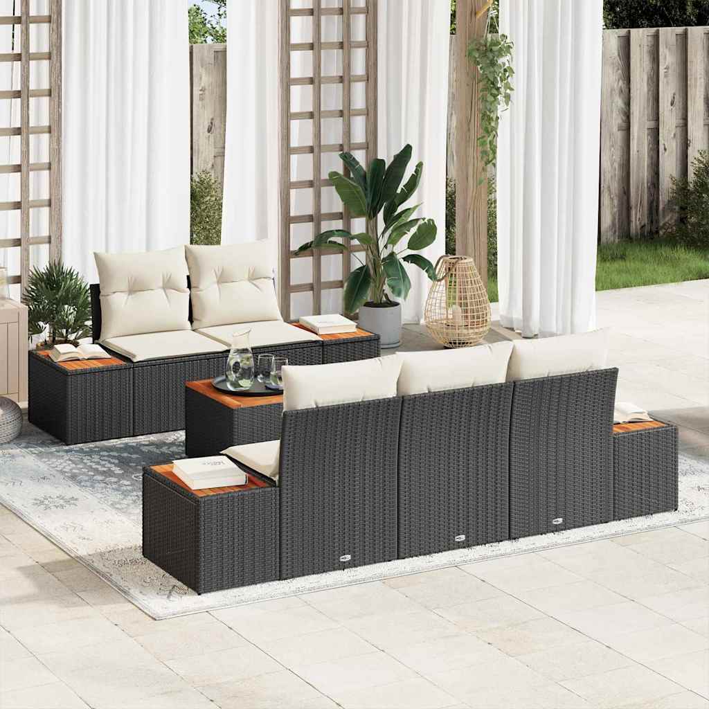 vidaXL Zestaw Sof na Ogród z przechowywaniem 6 pcs Czarny Polirattan