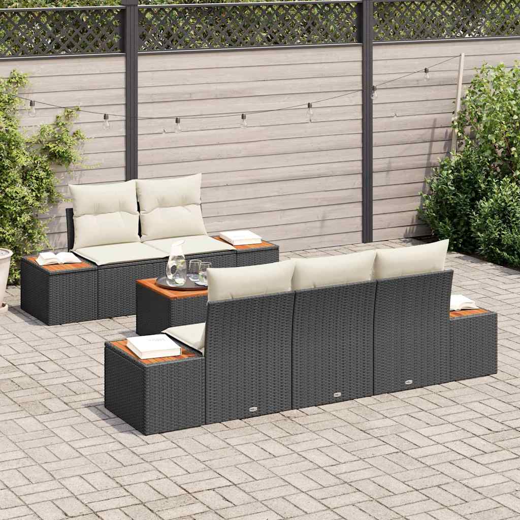 vidaXL Zestaw Sof na Ogród z przechowywaniem 6 pcs Czarny Polirattan