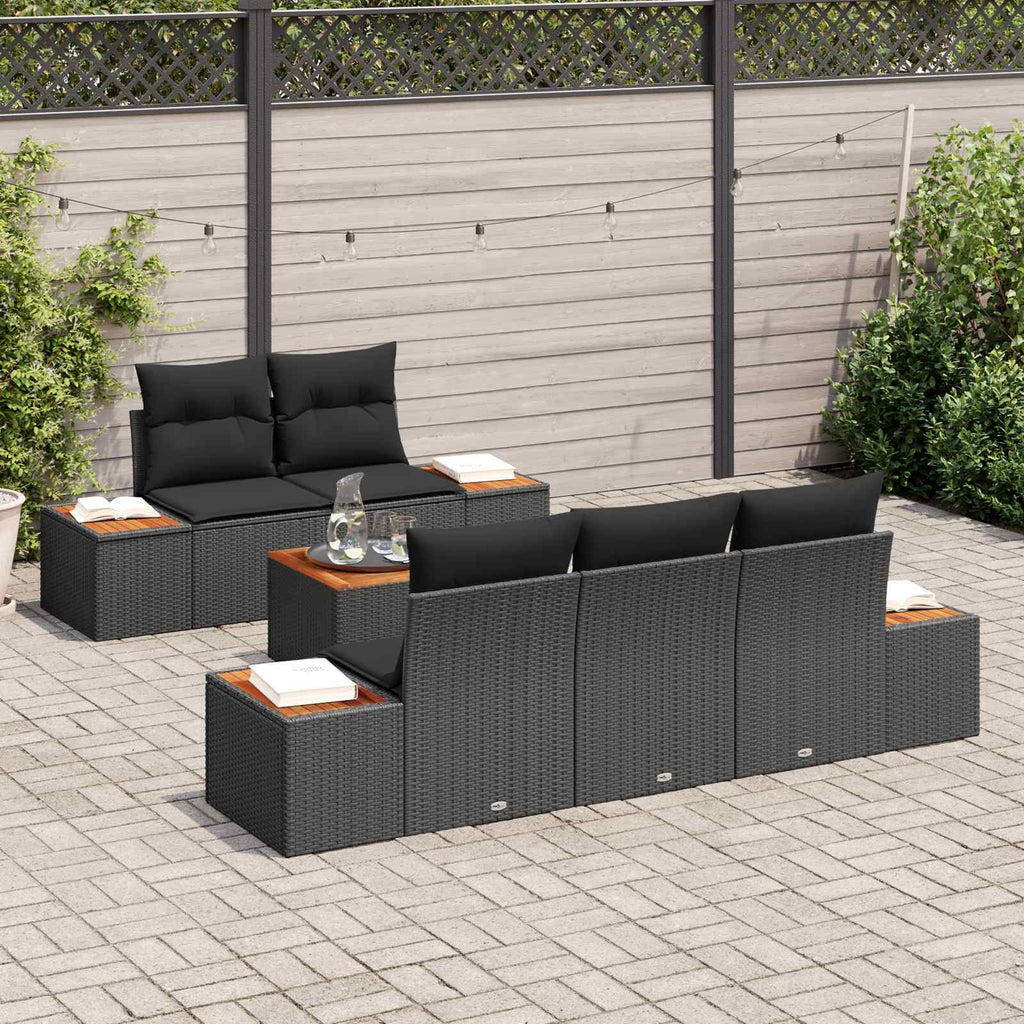 vidaXL Zestaw Sof na Ogród z przechowywaniem 6 pcs Czarny Polirattan