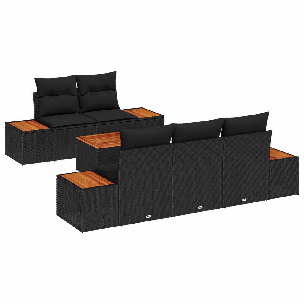 vidaXL Zestaw Sof na Ogród z przechowywaniem 6 pcs Czarny Polirattan