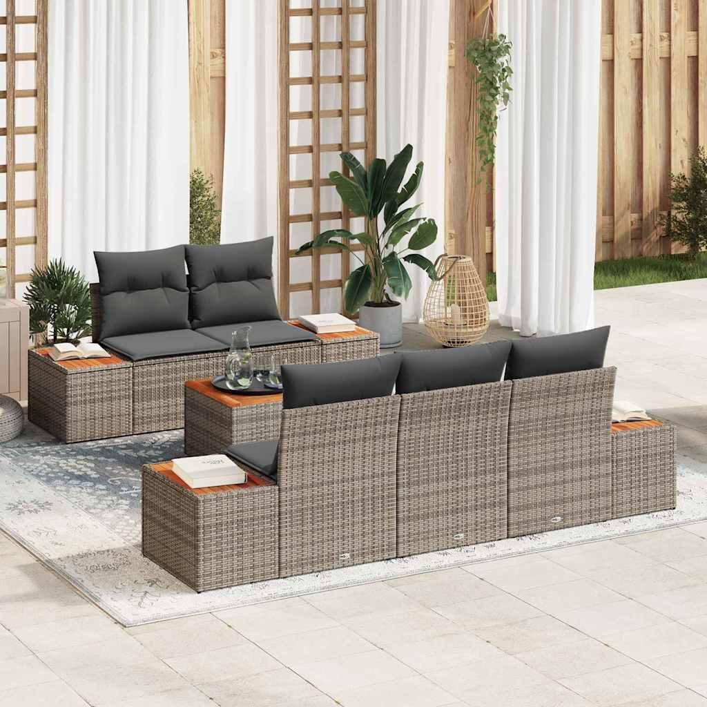 vidaXL Zestaw Sof na Ogród z przechowywaniem 6 pcs Szary Polirattan