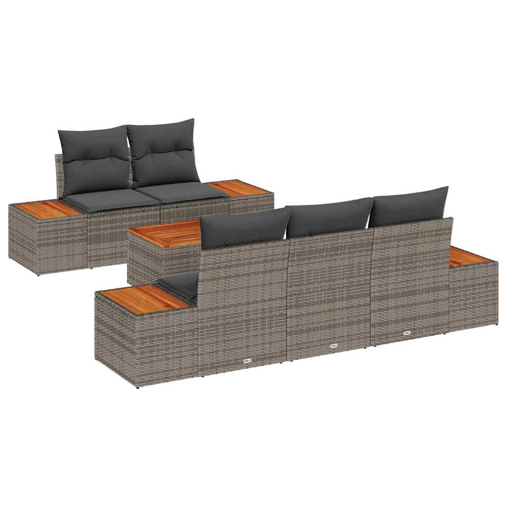 vidaXL Zestaw Sof na Ogród z przechowywaniem 6 pcs Szary Polirattan