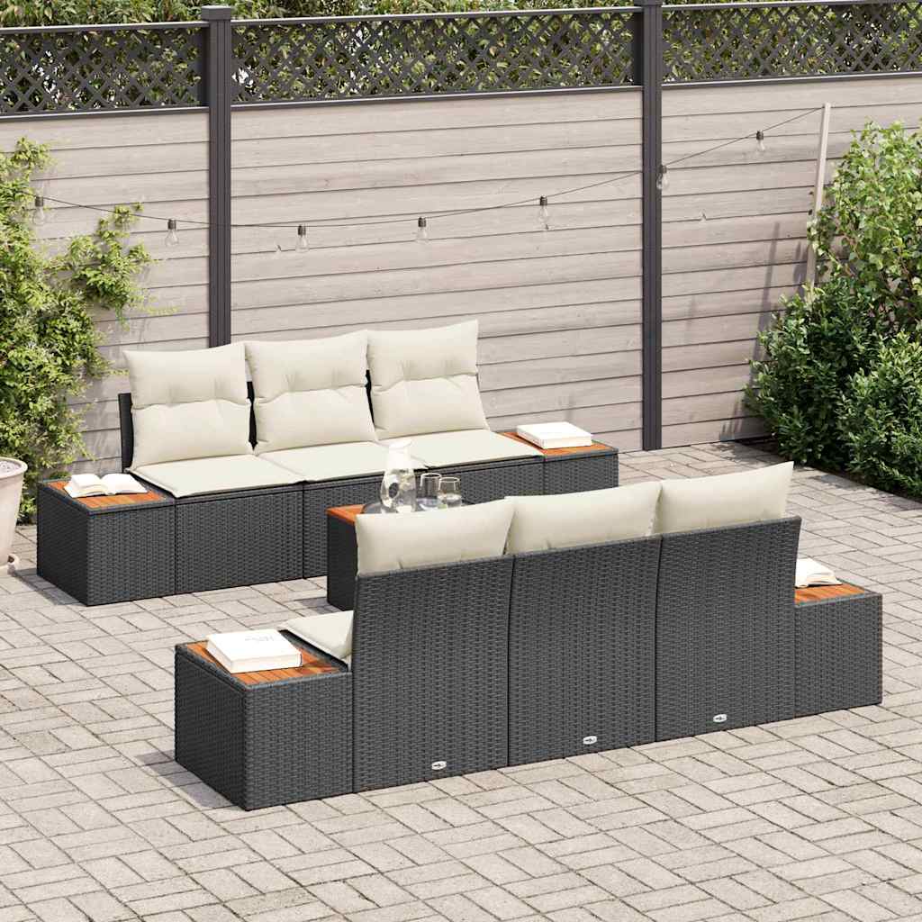 vidaXL Zestaw Sof na Ogród z przechowywaniem 7 pcs Czarny Polirattan