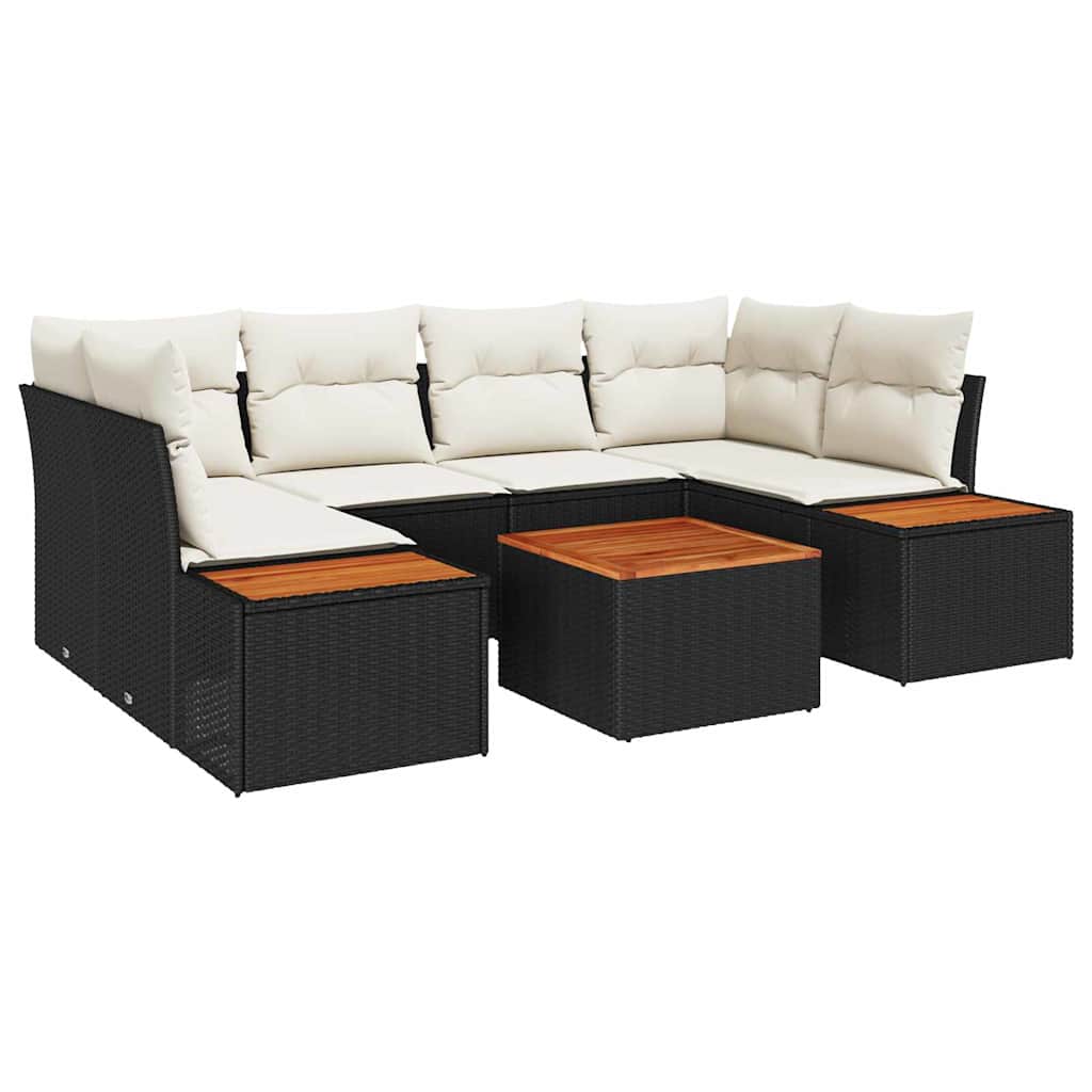 vidaXL Zestaw Sof na Ogród z przechowywaniem 7 pcs Czarny Polirattan