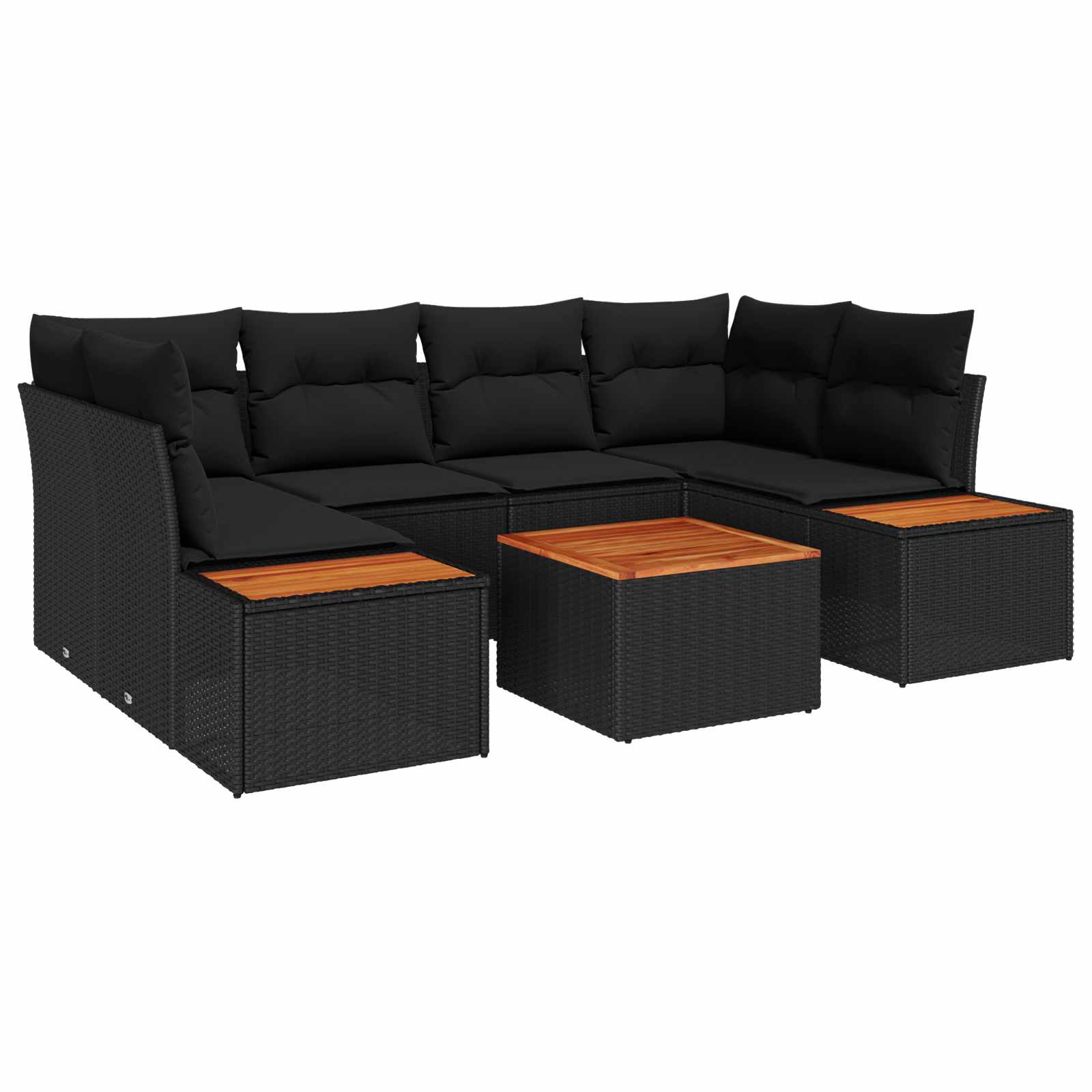 vidaXL Zestaw Sof na Ogród z poduszką 6 pcs Czarny Polirattan