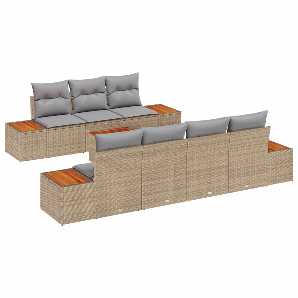 vidaXL Zestaw Sof na Ogród z przechowywaniem 8 pcs Beżowy Polirattan