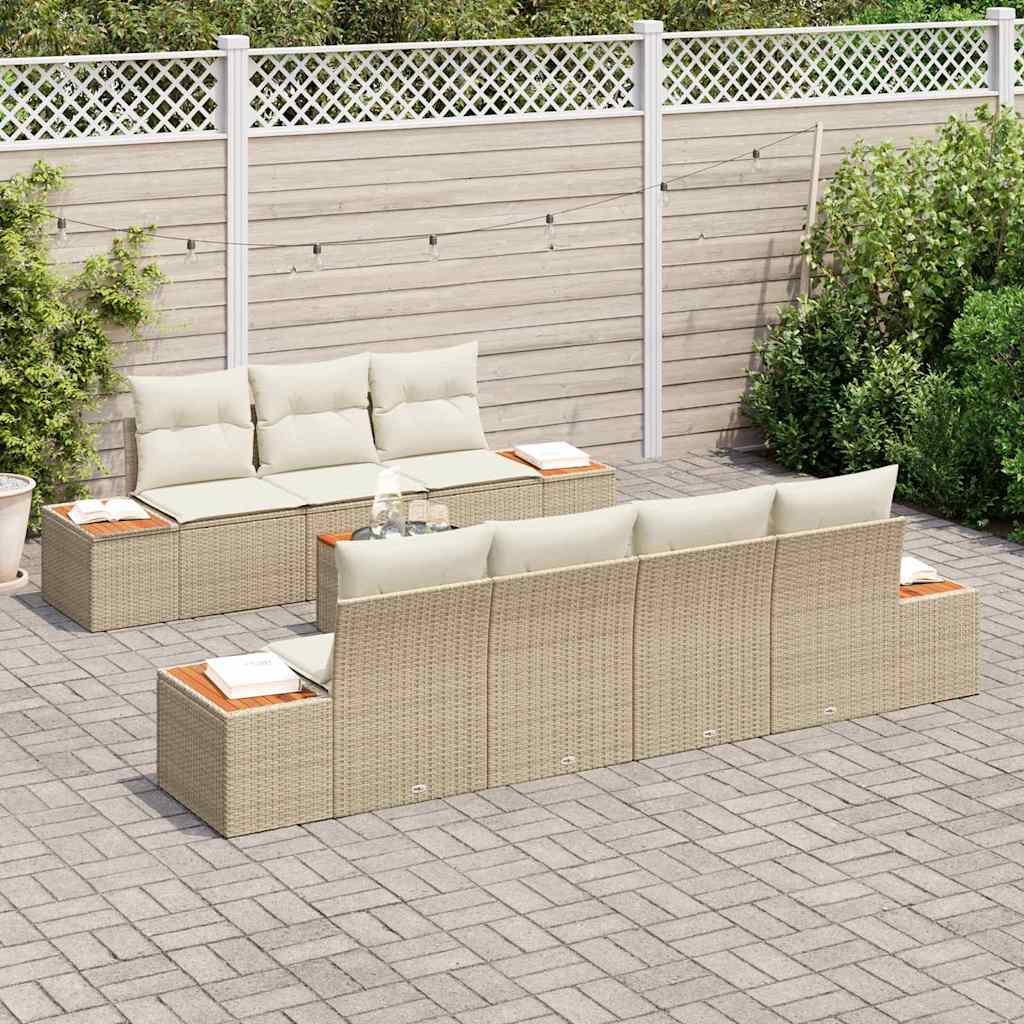 vidaXL Zestaw Sof na Ogród z przechowywaniem 8 pcs Beżowy Polirattan