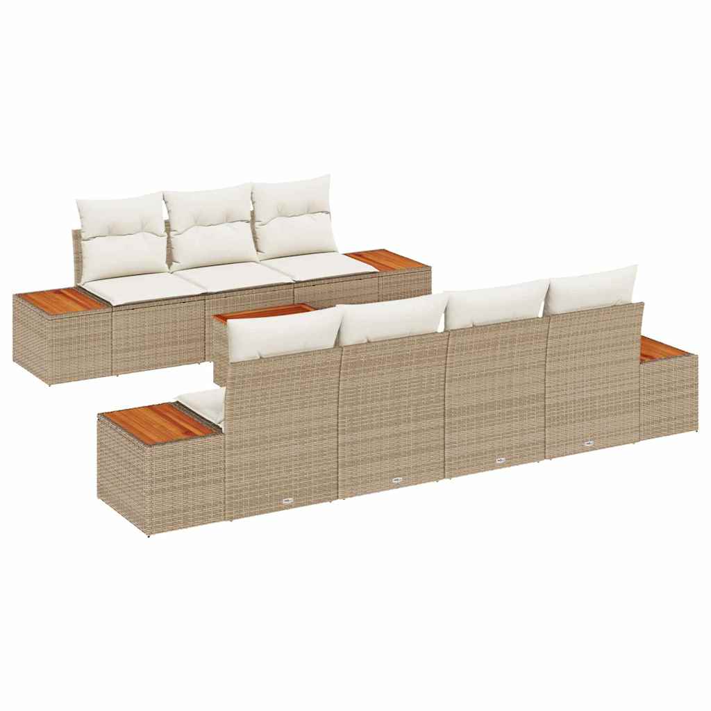 vidaXL Zestaw Sof na Ogród z przechowywaniem 8 pcs Beżowy Polirattan