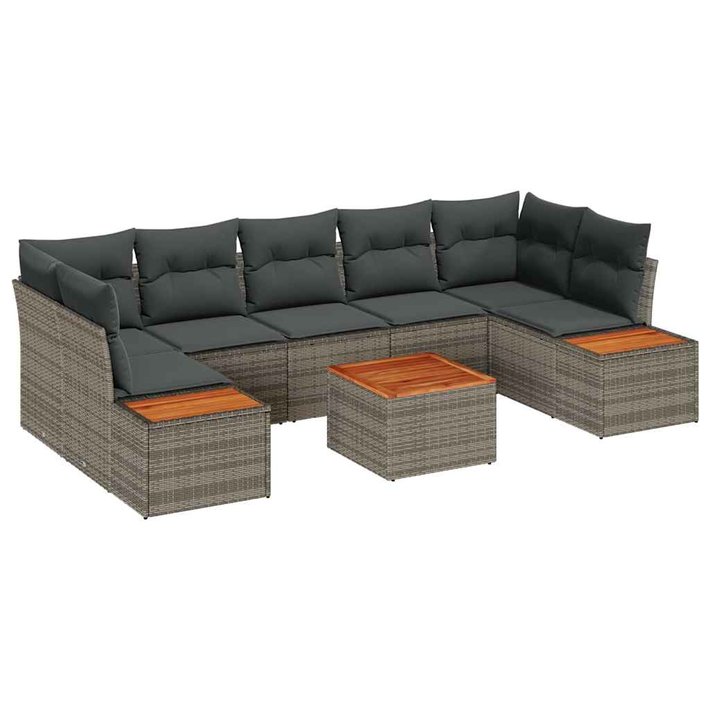vidaXL Zestaw Sof na Ogród z poduszką 8 pcs Szary Polirattan