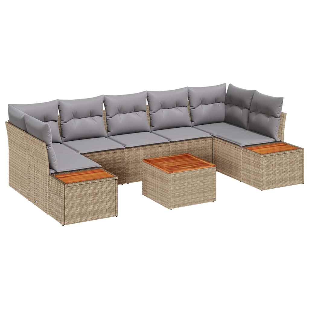 vidaXL Zestaw Sof na Ogród z poduszką 8 pcs Beżowy Polirattan