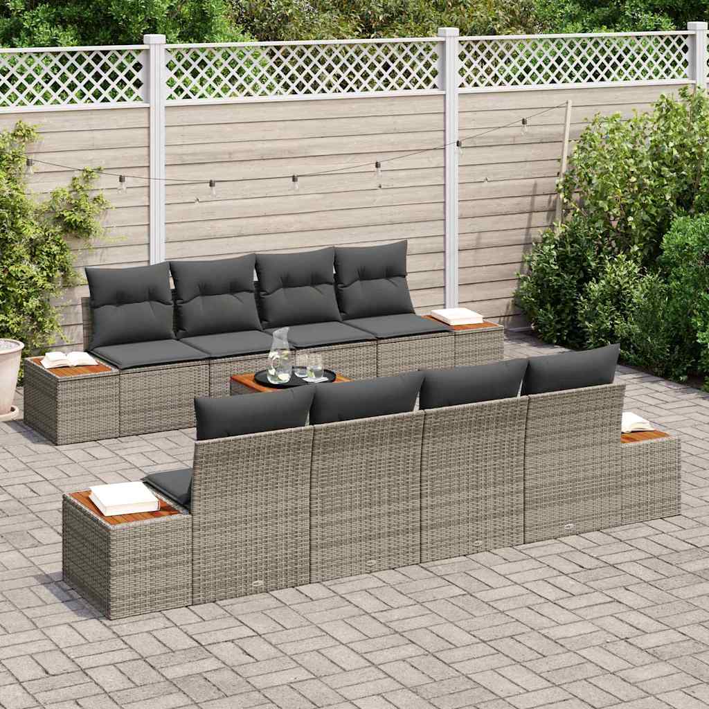 vidaXL Zestaw Sof na Ogród z przechowywaniem 9 pcs Szary Polirattan