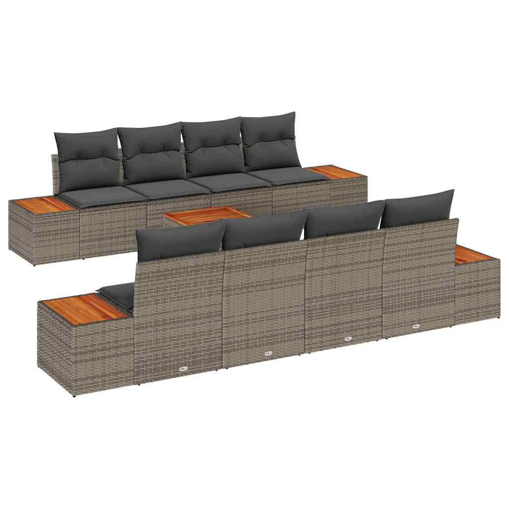 vidaXL Zestaw Sof na Ogród z przechowywaniem 9 pcs Szary Polirattan