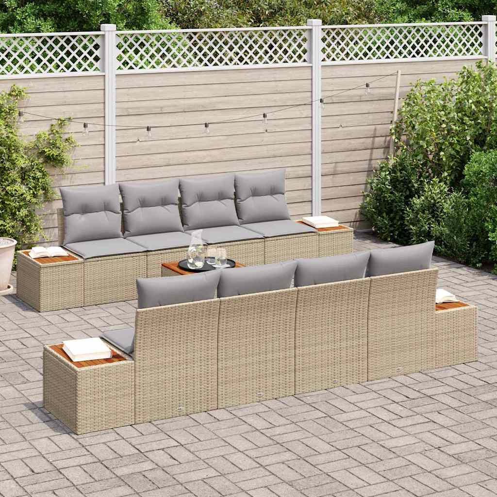 vidaXL Zestaw Sof na Ogród z przechowywaniem 9 pcs Beżowy Polirattan