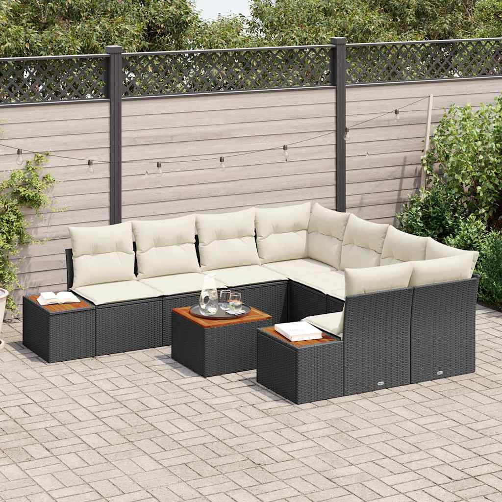 vidaXL Zestaw Sof na Ogród z przechowywaniem 9 pcs Czarny Polirattan