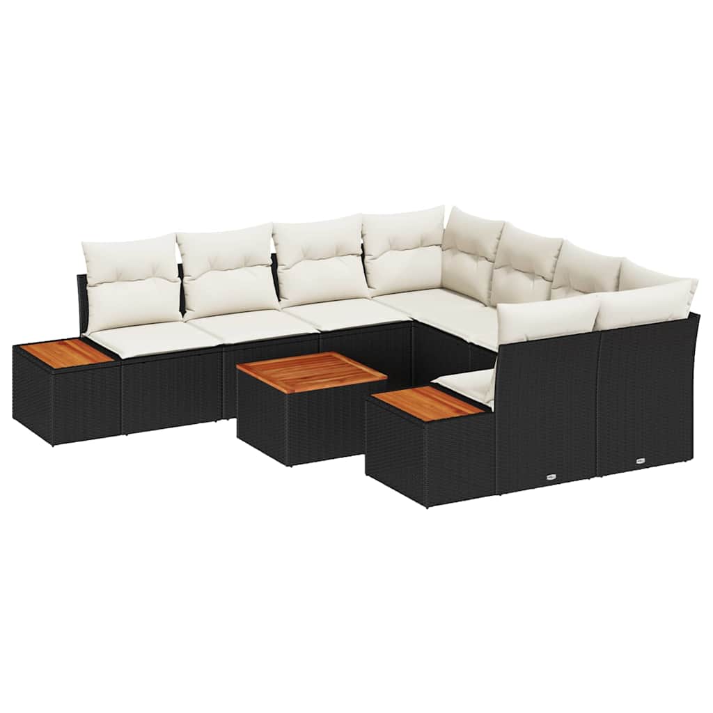 vidaXL Zestaw Sof na Ogród z przechowywaniem 9 pcs Czarny Polirattan