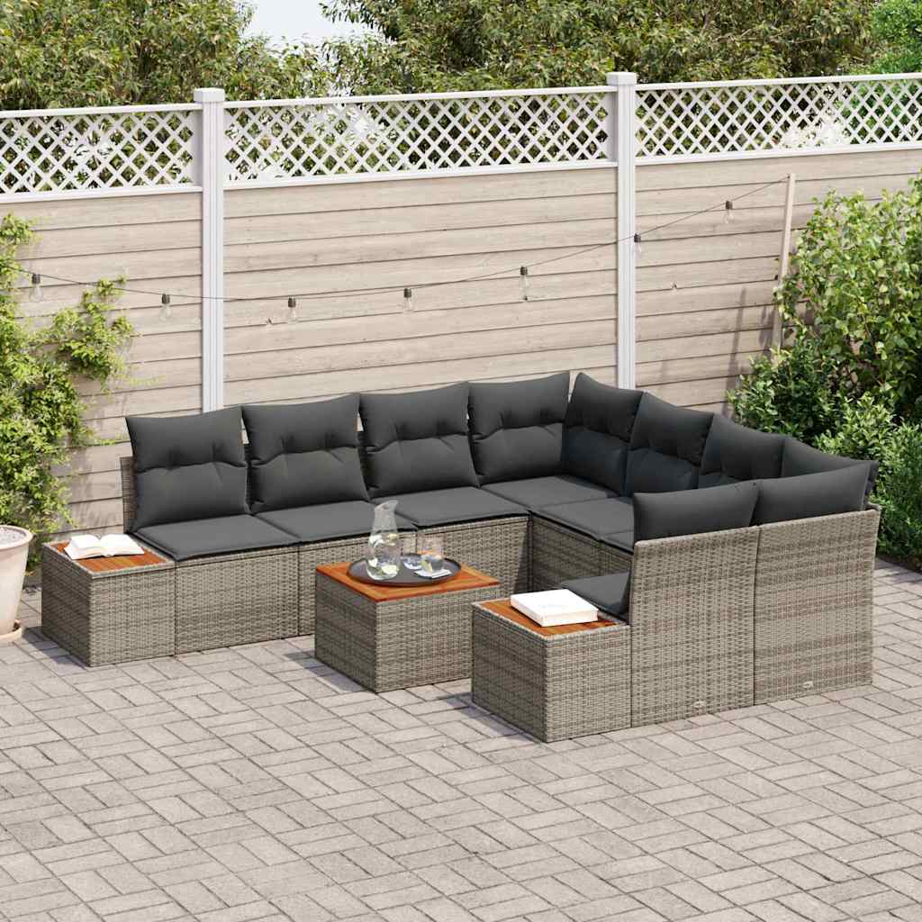 vidaXL Zestaw Sof na Ogród z przechowywaniem 9 pcs Szary Polirattan