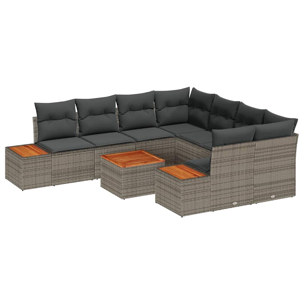 vidaXL Zestaw Sof na Ogród z przechowywaniem 9 pcs Szary Polirattan