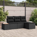 vidaXL Zestaw Sof na Ogród z poduszką 4 pcs Czarny Rattan poli