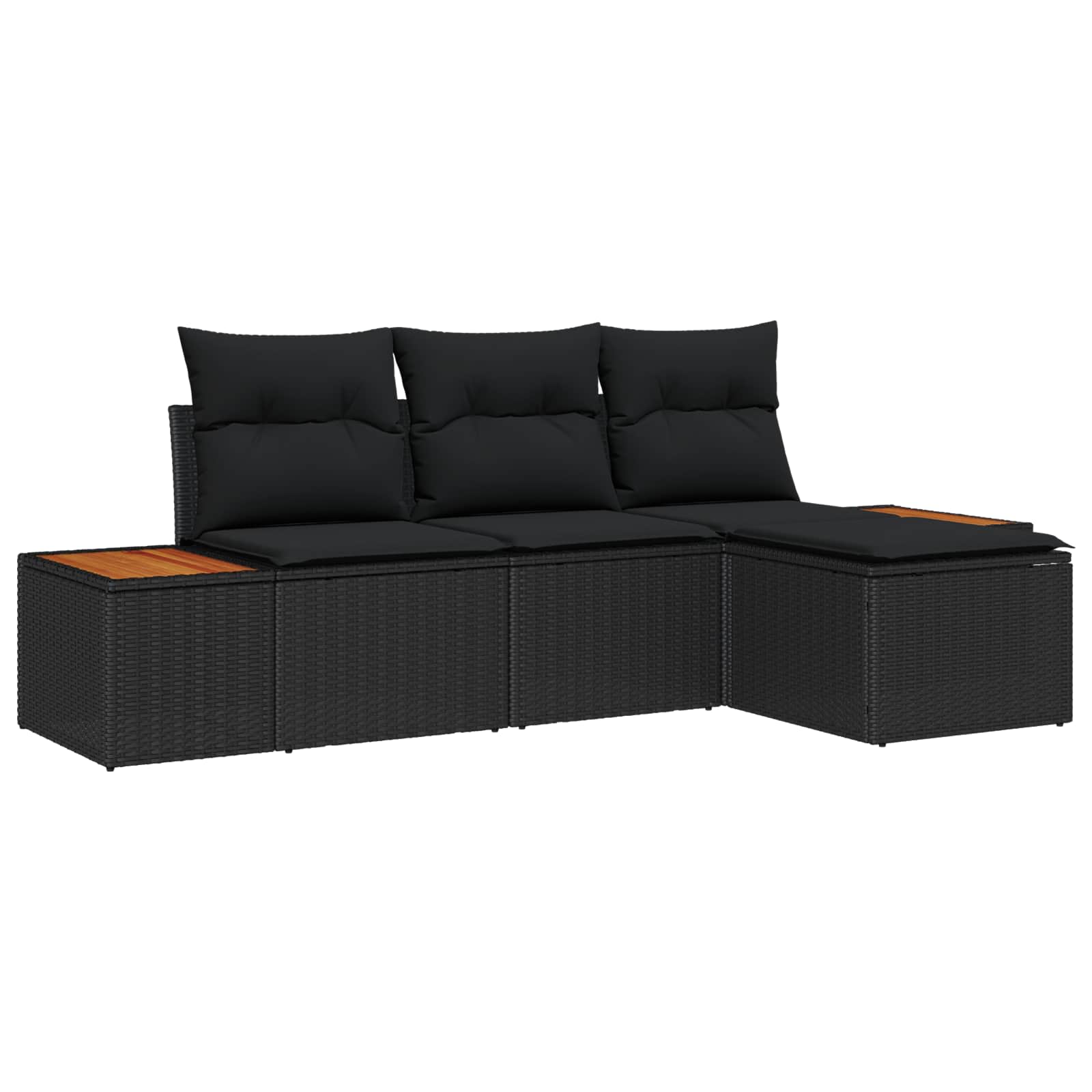vidaXL Zestaw Sof na Ogród z poduszką 4 pcs Czarny Rattan poli