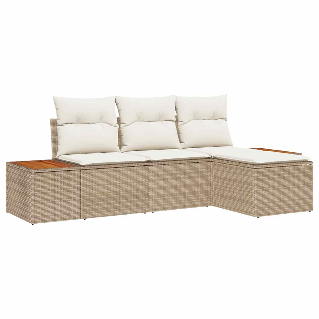 vidaXL Zestaw Sof na Ogród 4 pcs Beżowy i kremowy Rattan poli