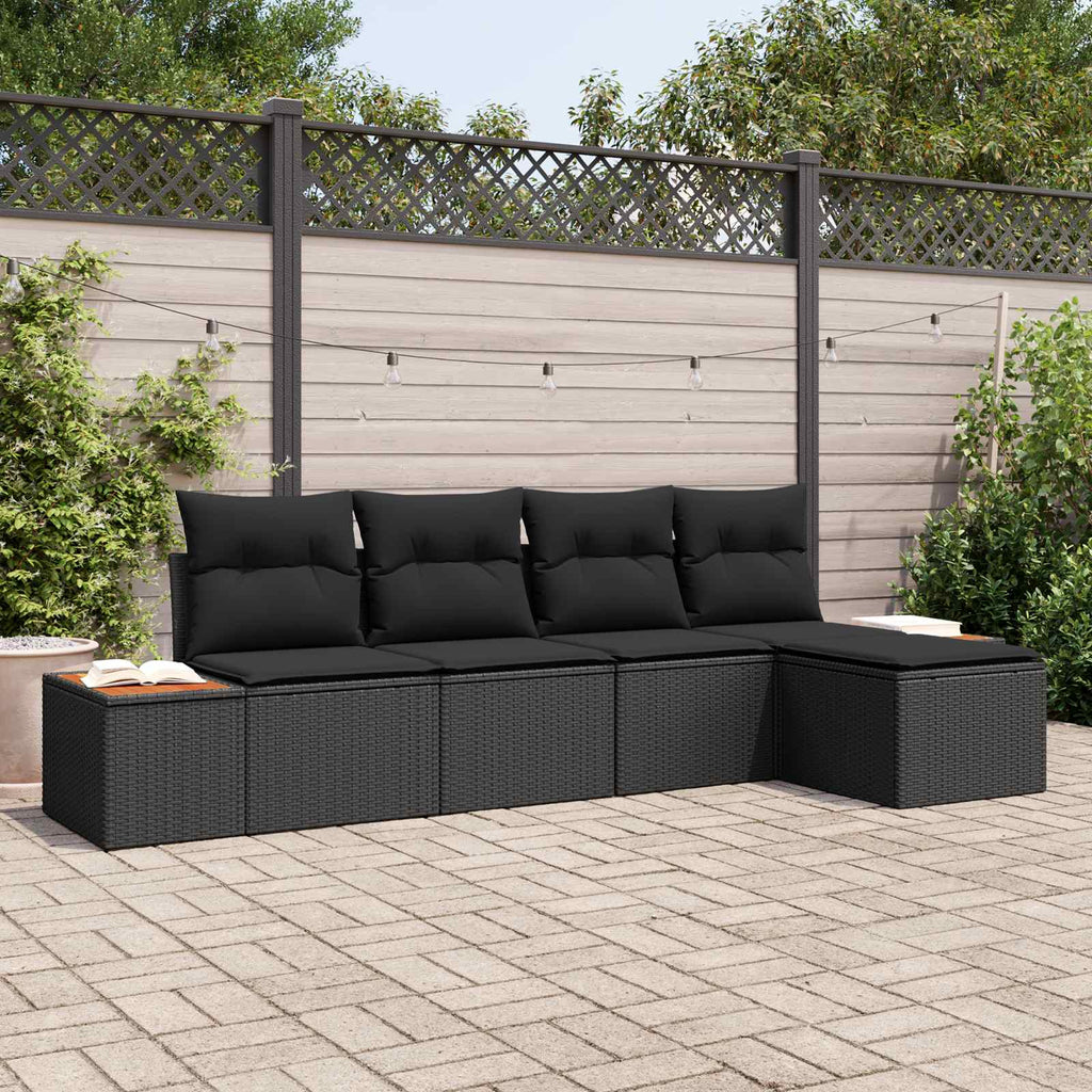 vidaXL Zestaw Sof na Ogród z poduszką 6 pcs Czarny Technorattan