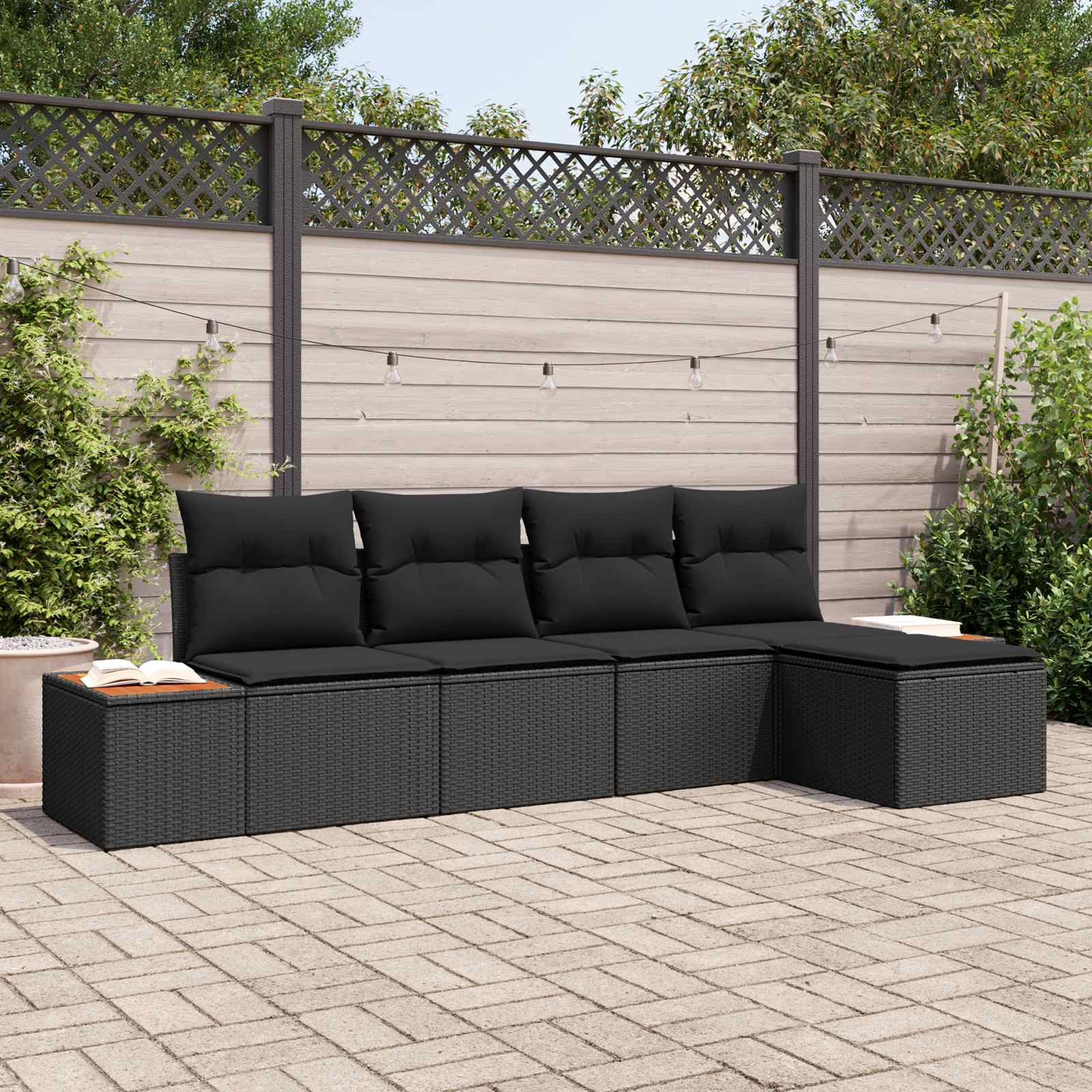vidaXL Zestaw Sof na Ogród z poduszką 6 pcs Czarny Technorattan