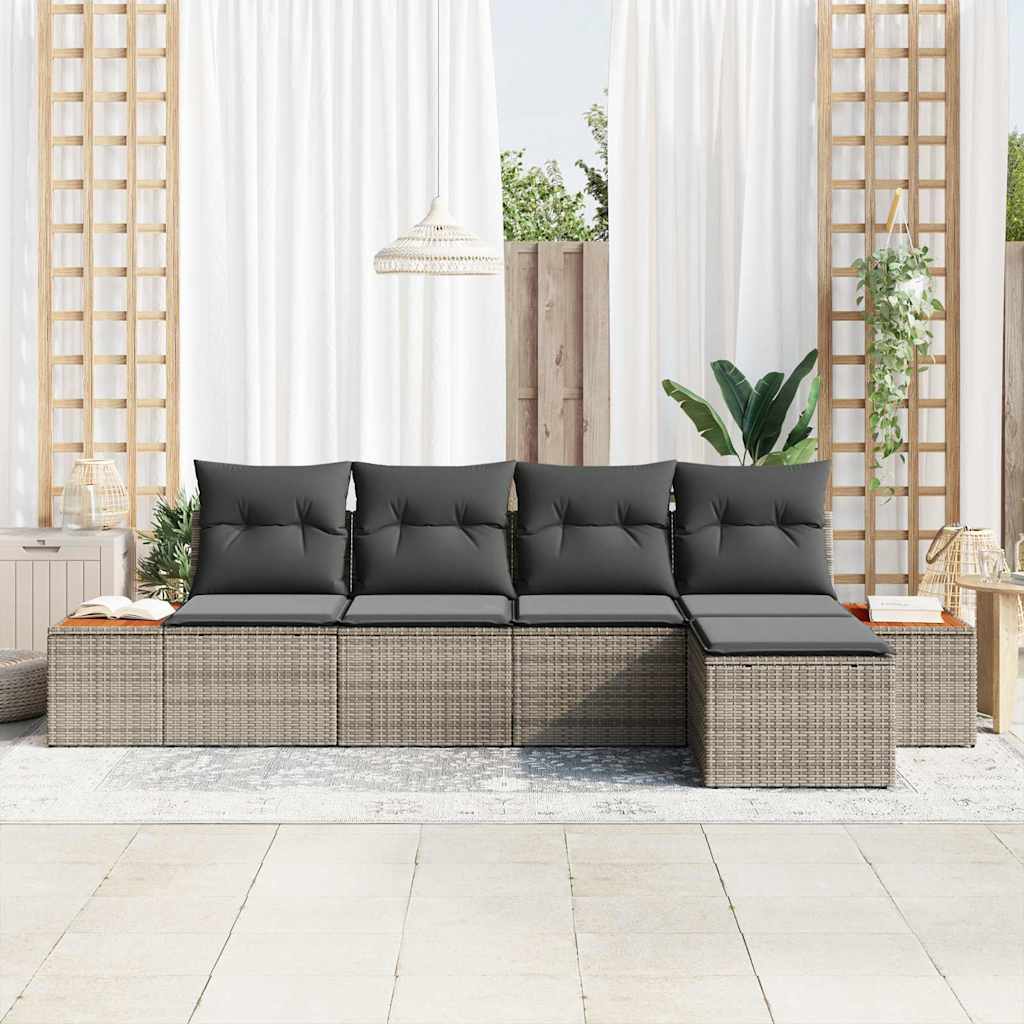 vidaXL Zestaw Sof na Ogród z poduszką 6 pcs Szary Technorattan