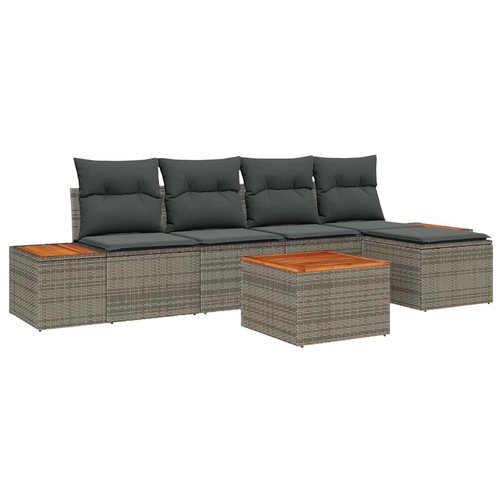 vidaXL Zestaw Sof na Ogród z poduszką 6 pcs Szary Technorattan