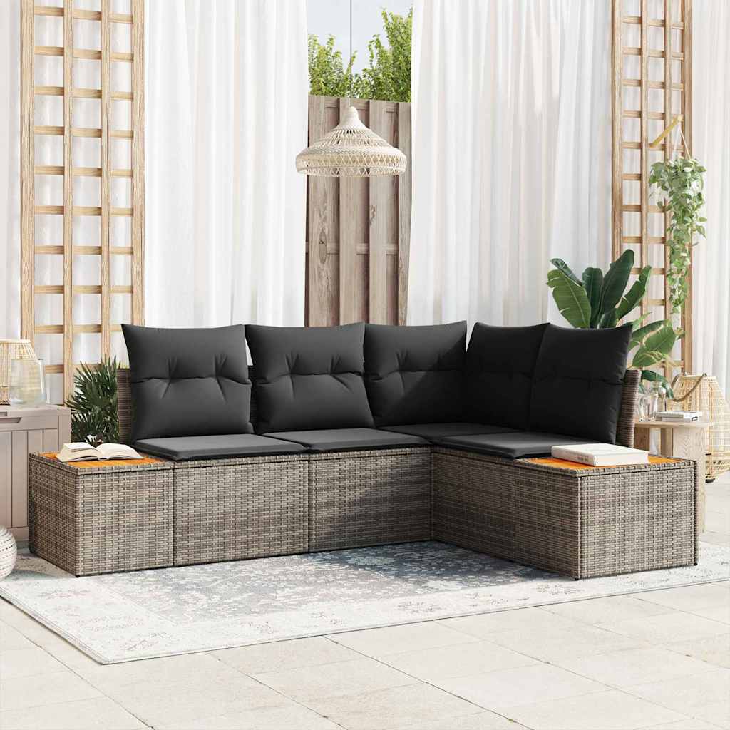 vidaXL Zestaw Sof na Ogród z poduszką 4 pcs Szary Technorattan