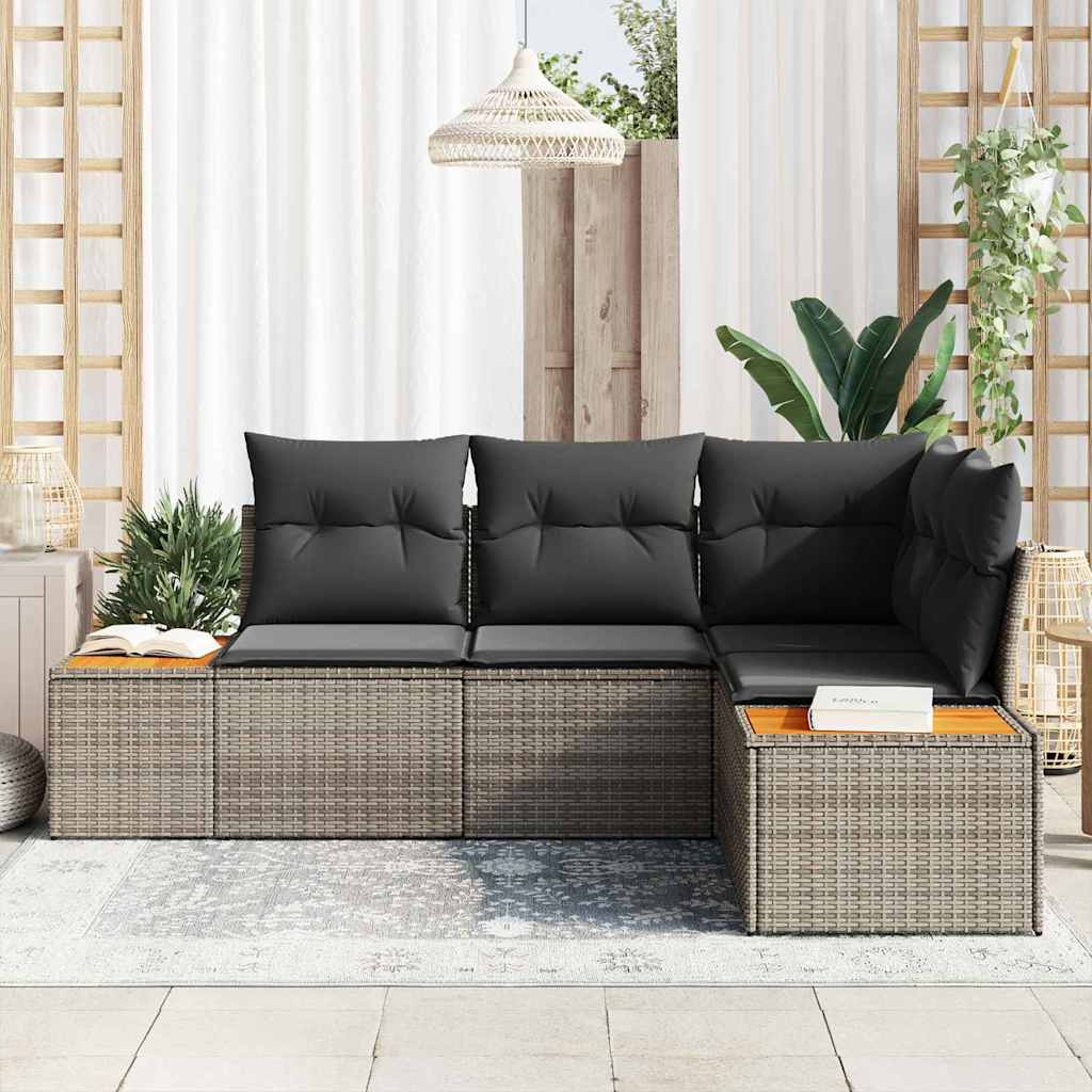 vidaXL Zestaw Sof na Ogród z poduszką 4 pcs Szary Technorattan
