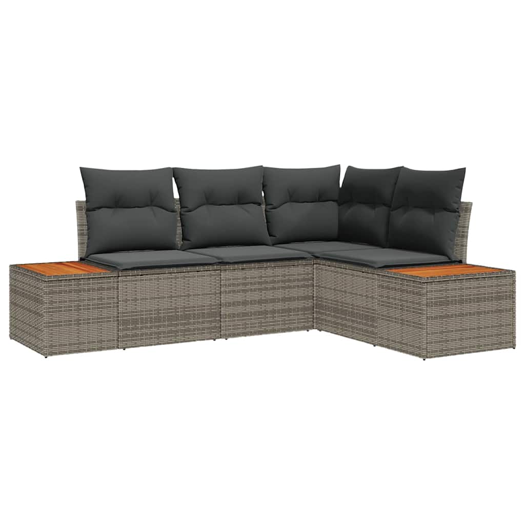 vidaXL Zestaw Sof na Ogród z poduszką 4 pcs Szary Technorattan