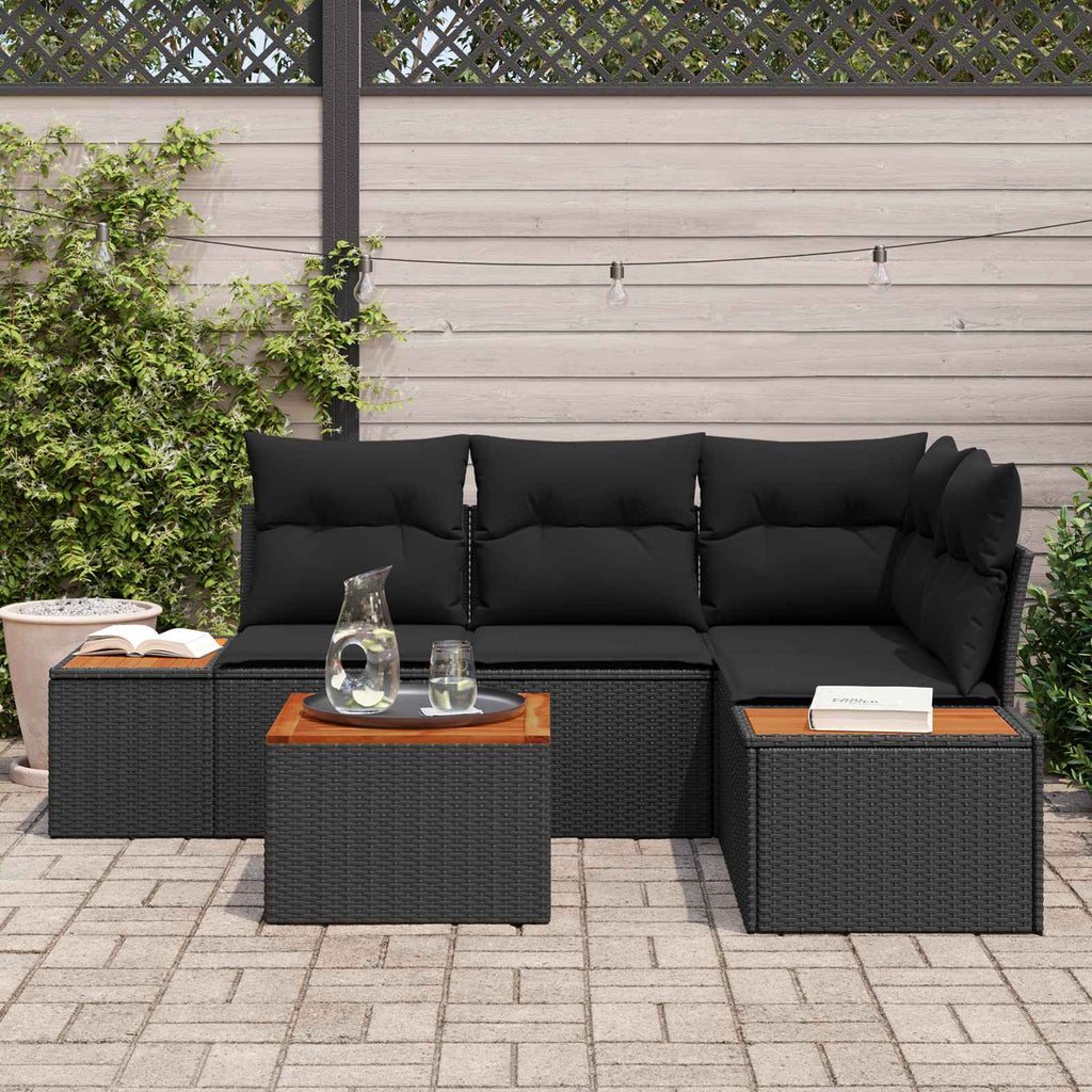 vidaXL Zestaw Sof na Ogród z poduszką 4 pcs Czarny Technorattan