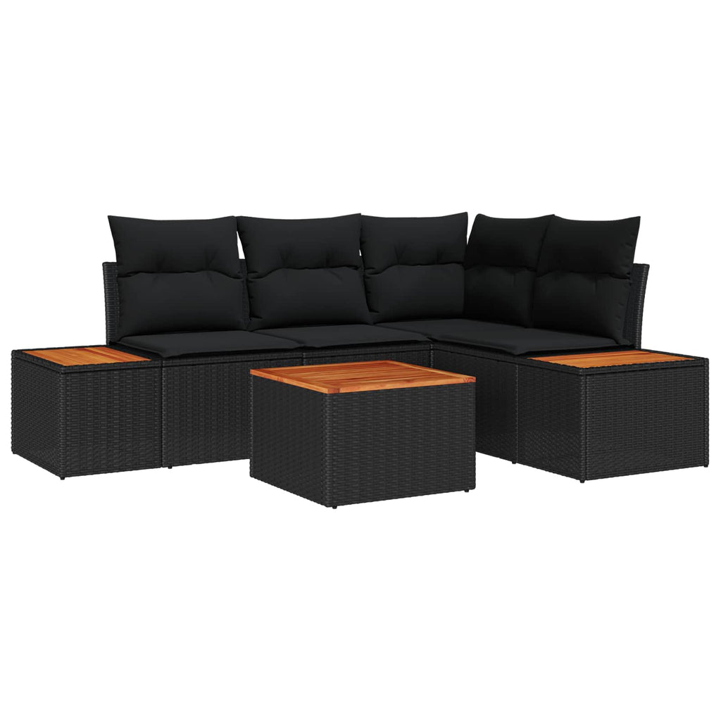 vidaXL Zestaw Sof na Ogród z poduszką 4 pcs Czarny Technorattan