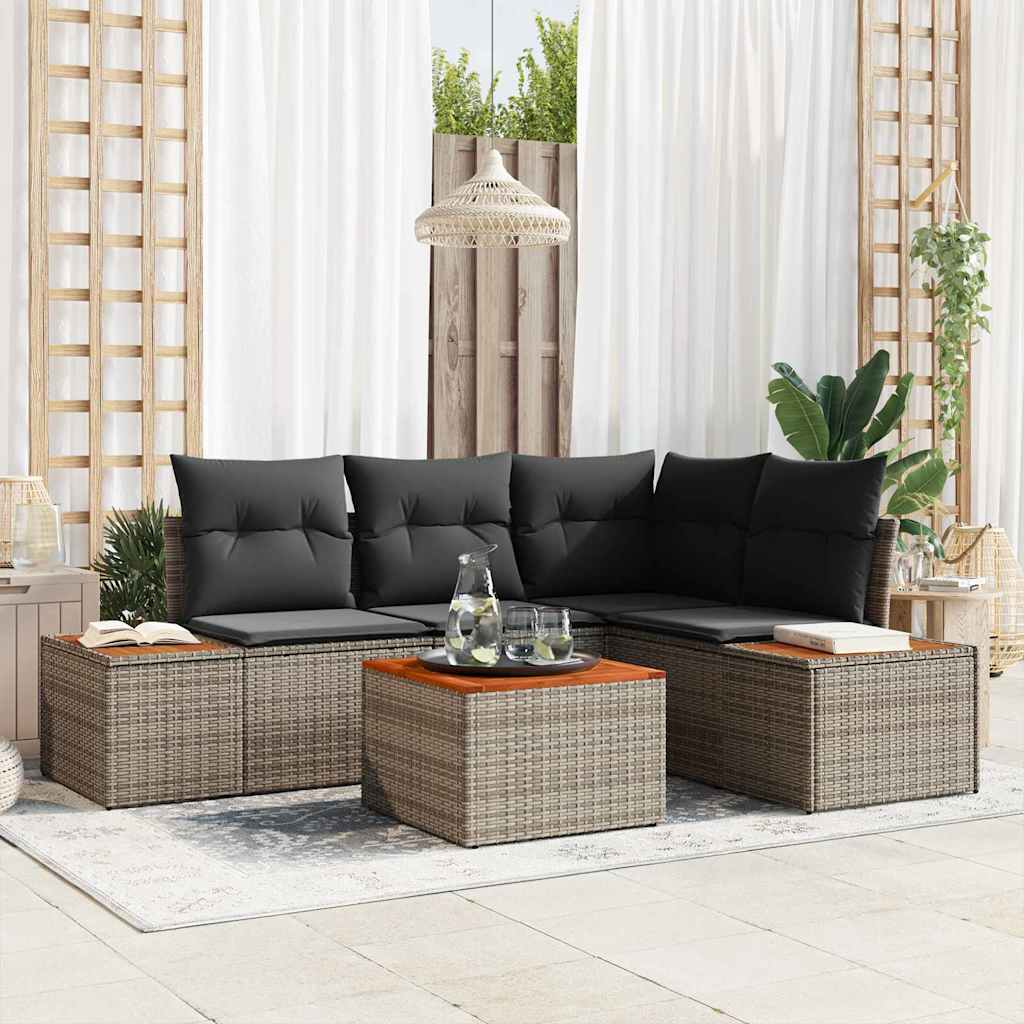 vidaXL Zestaw Sof na Ogród z poduszką 4 pcs Szary Technorattan