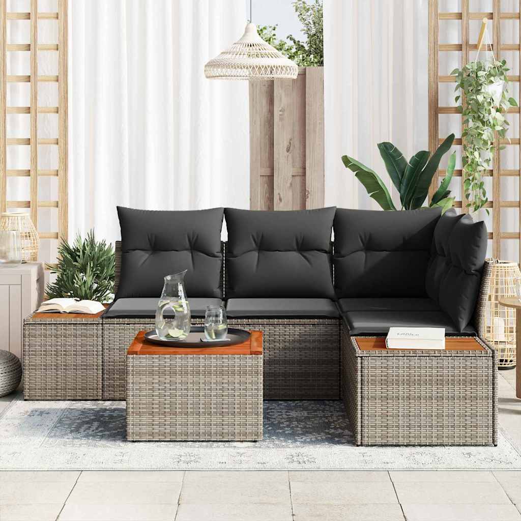 vidaXL Zestaw Sof na Ogród z poduszką 4 pcs Szary Technorattan