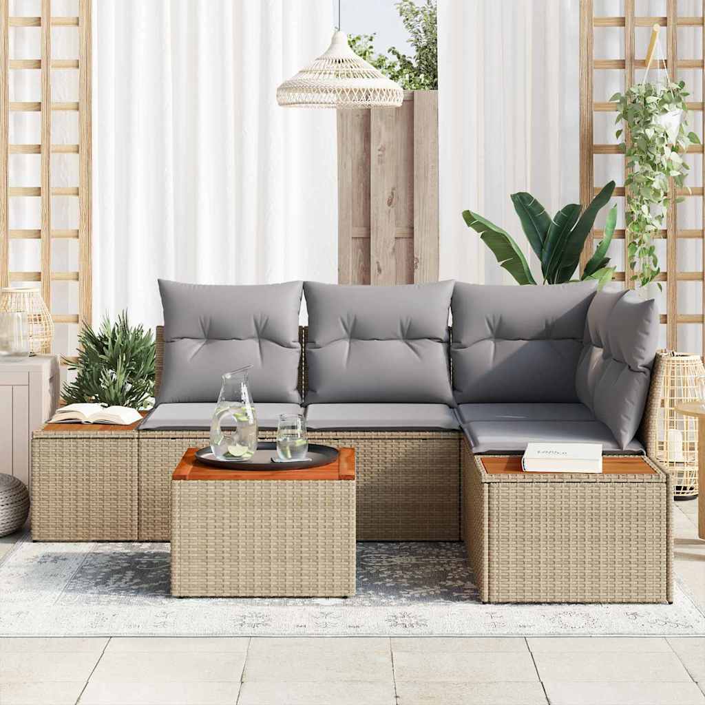 vidaXL Zestaw Sof na Ogród 4 pcs Beżowy i jasnoszary Technorattan