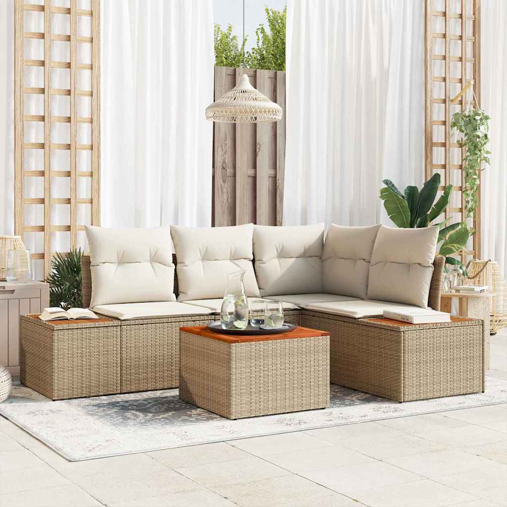 vidaXL Zestaw Sof na Ogród 4 pcs Beżowy i kremowy Technorattan