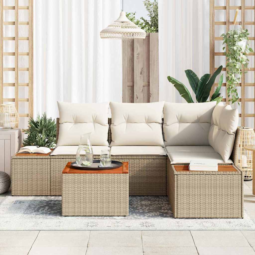 vidaXL Zestaw Sof na Ogród 4 pcs Beżowy i kremowy Technorattan