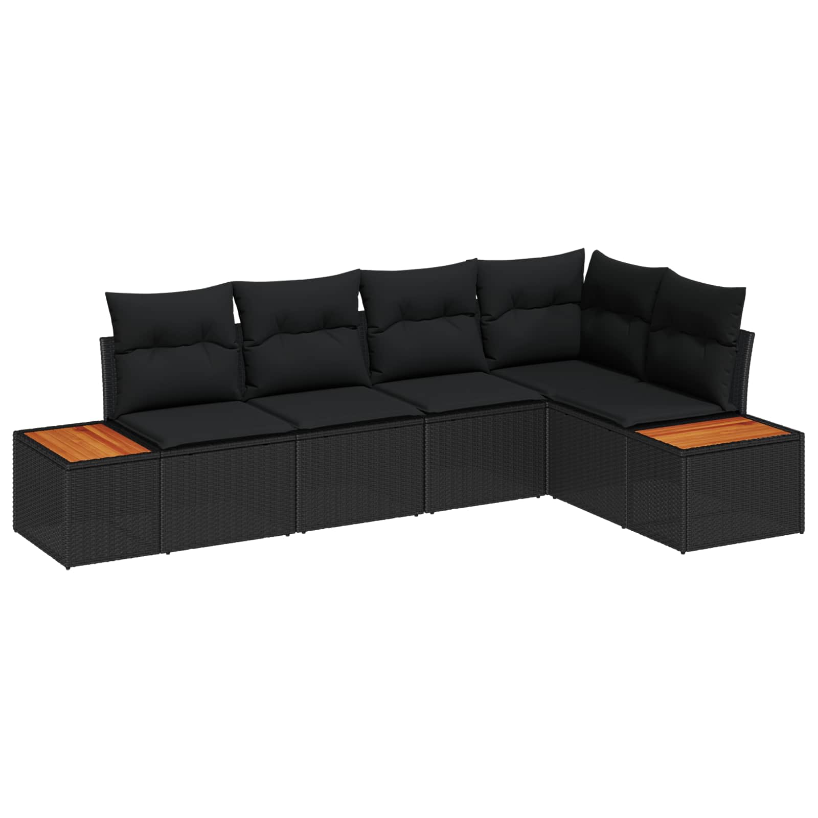 vidaXL Zestaw Sof na Ogród z poduszką 5 pcs Czarny Polirattan