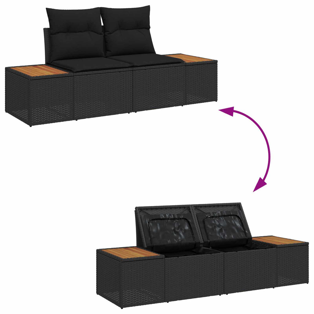 vidaXL Zestaw Sof na Ogród z poduszką 5 pcs Czarny Polirattan