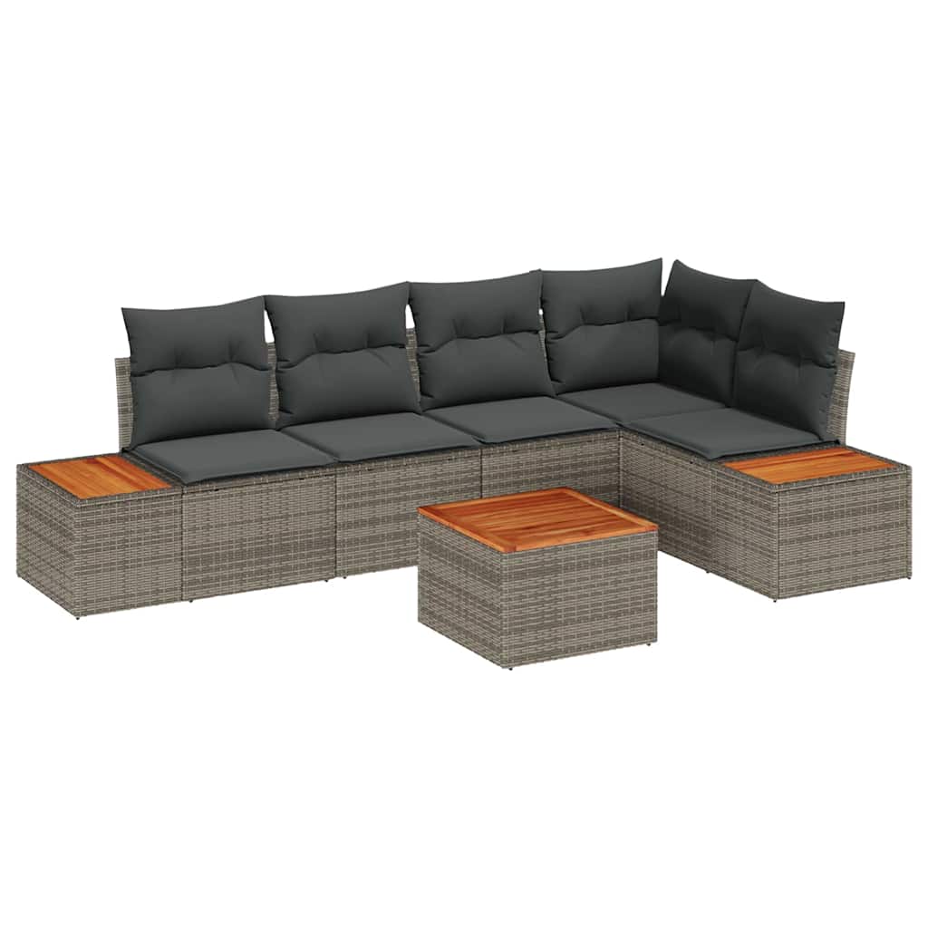 vidaXL Zestaw Sof na Ogród z poduszką 6 pcs Szary Polirattan