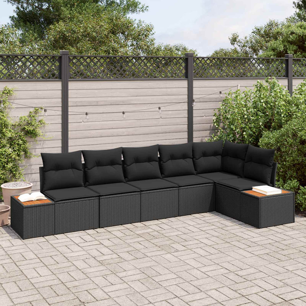 vidaXL Zestaw Sof na Ogród z poduszką 6 pcs Czarny Technorattan