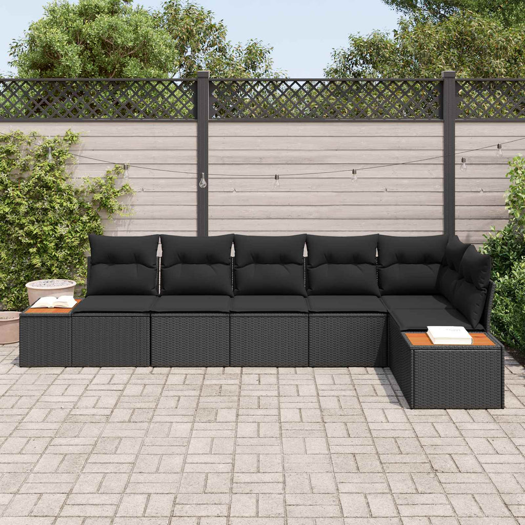 vidaXL Zestaw Sof na Ogród z poduszką 6 pcs Czarny Technorattan