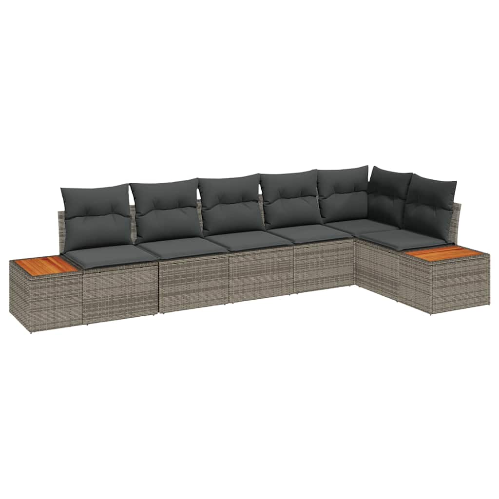 vidaXL Zestaw Sof na Ogród z poduszką 6 pcs Szary Technorattan