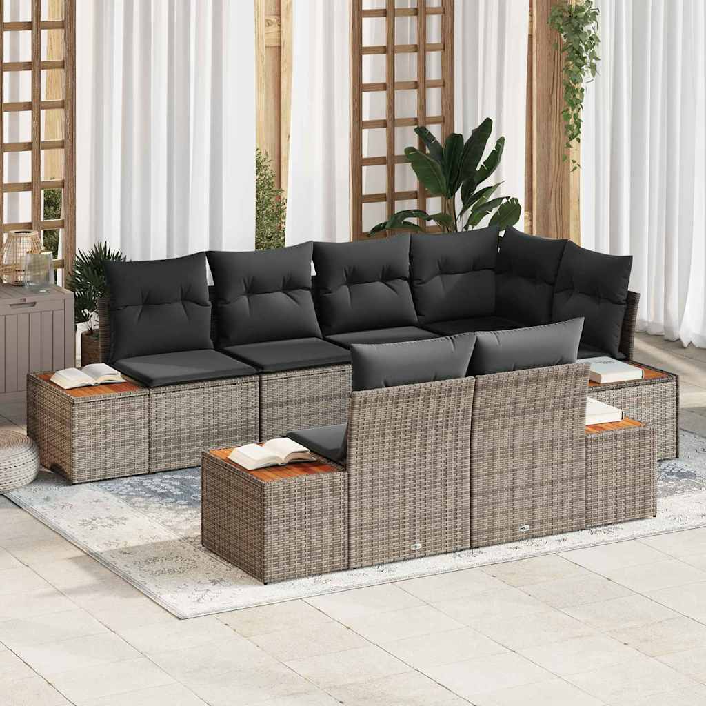 vidaXL Zestaw Sof na Ogród z poduszką 7 pcs Szary Technorattan