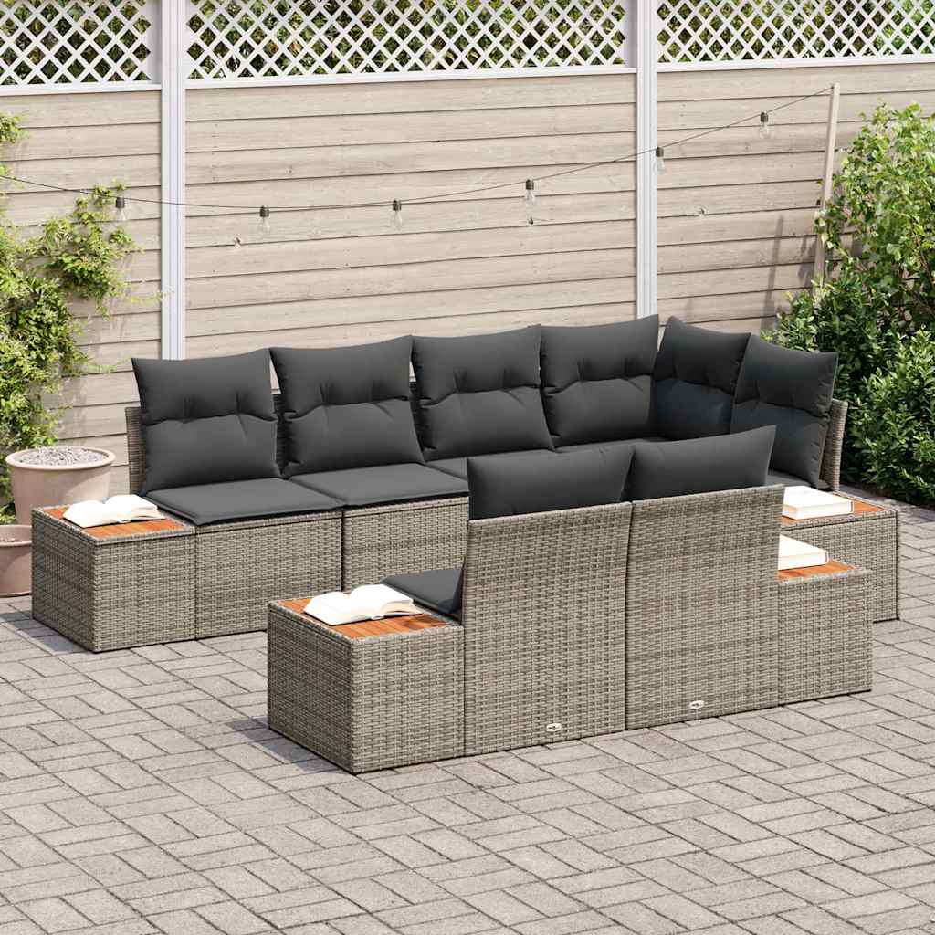 vidaXL Zestaw Sof na Ogród z poduszką 7 pcs Szary Technorattan