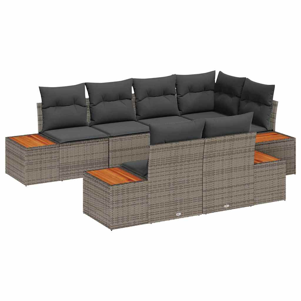 vidaXL Zestaw Sof na Ogród z poduszką 7 pcs Szary Technorattan