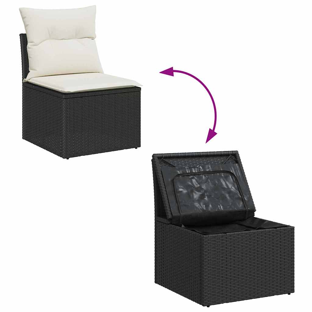 vidaXL Zestaw Sof na Ogród 8 pcs Czarny i kremowy Technorattan